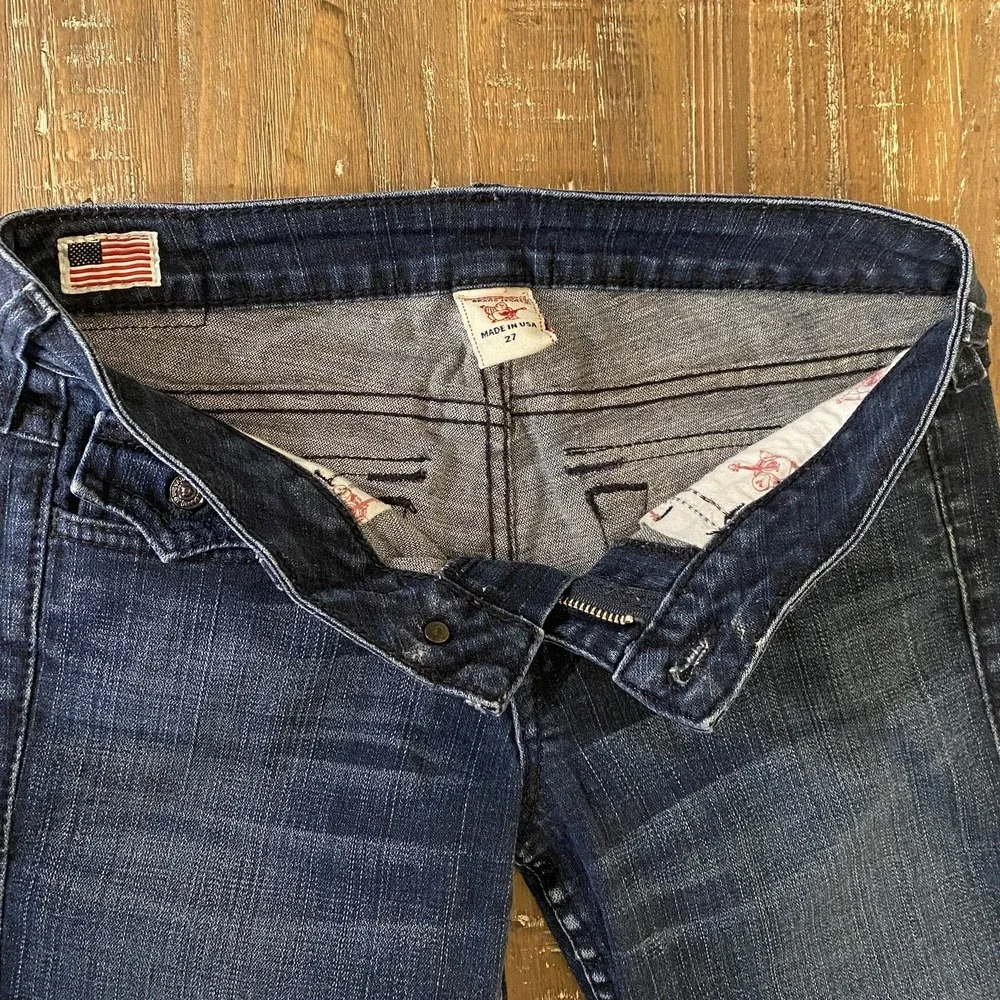 True Religion BILLY SUPER T World Tour Jeans Womens 28x32 Dark Wash USA READ - Picture 9 of 13